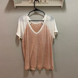 American Eagle Tan and White v-neck